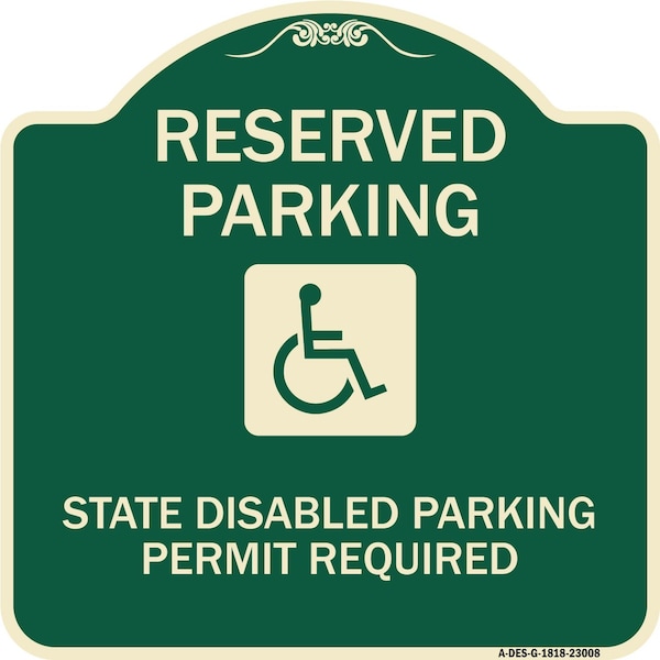 Reserved Parking State Disabled Parking Permit Required Heavy-Gauge Alum, 18" x 18", G-1818-23008